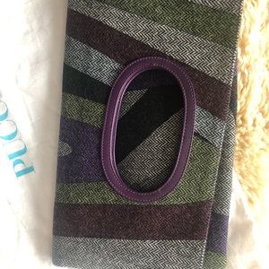 Pucci woven tweed fold over clutch